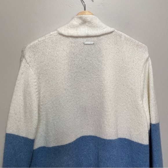 Michael Michael Kors Blue & White Duster Open Front Cardigan Sweater Size Large - Picture 4 of 9
